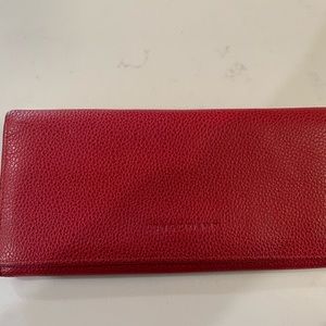 Longchamp red leather Foulonne wallet